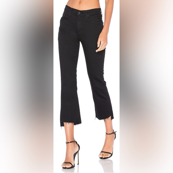 MOTHER The Insider Crop Step Fray Bootcut Jeans Black Not Guilty Size 27